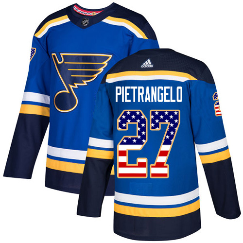 Adidas Blues #27 Alex Pietrangelo Blue Home Authentic USA Flag Stitched Youth NHL Jersey - Click Image to Close